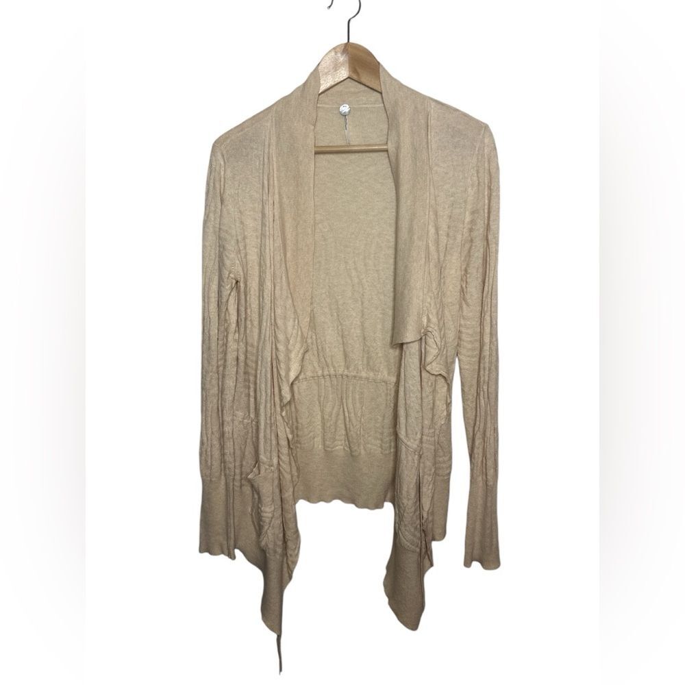 Margaret O'Leary Cream Oatmeal Lightweight Open Front Cardigan Sweater Size S